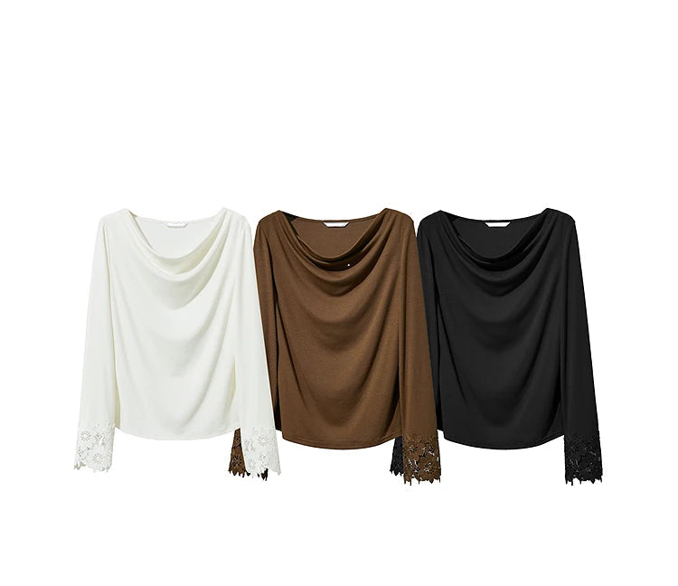 Simple Solid Color Asymmetrical Neckline Top