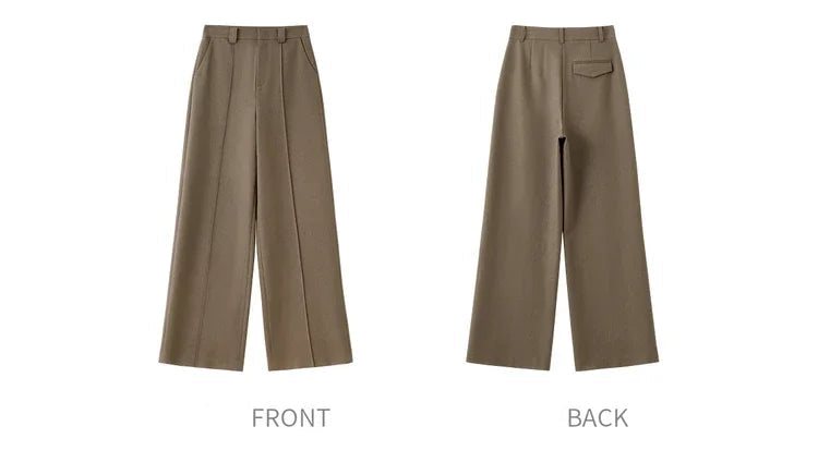 High-Waisted Comfortable Straight-Leg Pants