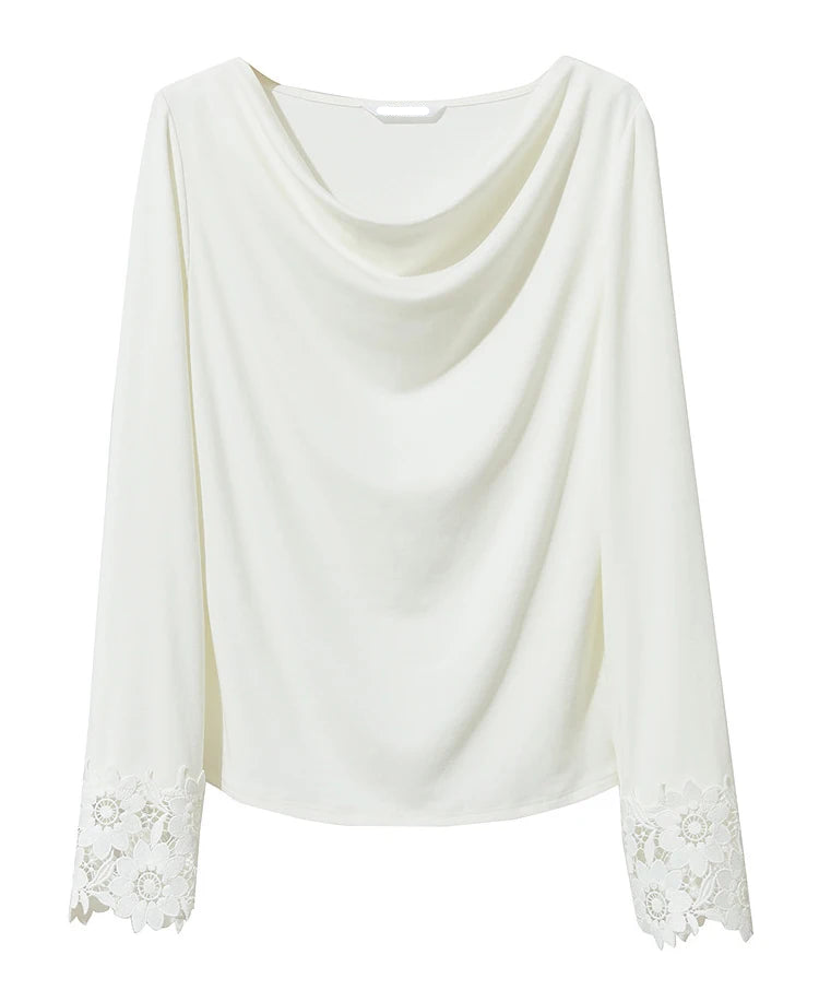 Simple Solid Color Asymmetrical Neckline Top